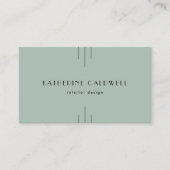 EVERLY Modern Classic Art Deco Salbeigrüner QR-Cod Visitenkarte (Vorderseite)