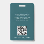 EVERLY Peacock Teal Logo QR-Code Mitarbeiter-ID-Ka Ausweis (Rückseite)