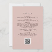 EVERLY Retro Art Deco Blush Pink QR Code Hochzeit Einladung (Rückseite)