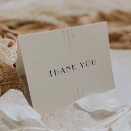 EVERLY Retro Art Deco Ivory Gold Black Wedding Dankeskarte