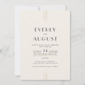 EVERLY Retro Art Deco Ivory Gold Black Wedding Einladung (Vorderseite)