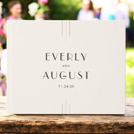 EVERLY Retro Art Deco Ivory Gold Black Wedding Gästebuch