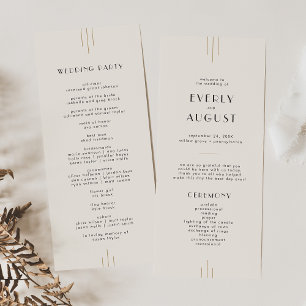 EVERLY Retro Art Deco Ivory Gold Black Wedding Programm