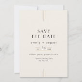 EVERLY Retro Art Deco Ivory Gold Black Wedding Save The Date (Vorderseite)