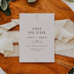 EVERLY Retro Art Deco Ivory Gold Black Wedding Save The Date