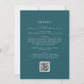 EVERLY Retro Art Deco Peacock Teal QR Code Wedding Einladung (Rückseite)