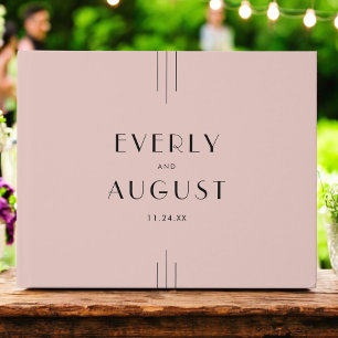EVERLY Retro Vintag Art Déco Rosa Hochzeit Gästebuch