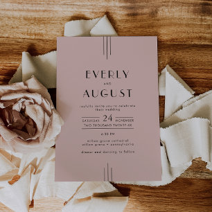 EVERLY Retro Vintage Art Deco Rosé Hochzeit Einladung