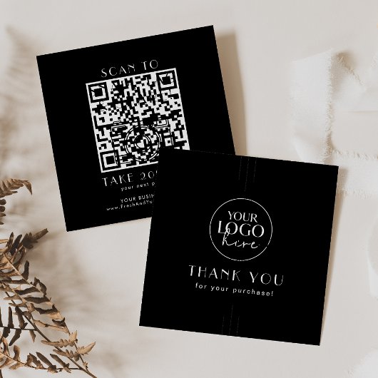 EVERLY Schwarzes Geschäftslogo QR-Code Danke Rabattkarte