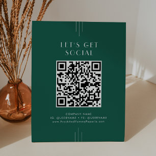 EVERLY Smaragd Business Lasst uns soziale Medien n Sockelschild
