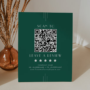 EVERLY Smaragd-Geschäft QR-Code Hinterlassen Sie e Sockelschild