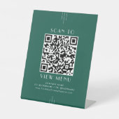 EVERLY Smaragdgrünes Restaurant-Menü QR-Code Sockelschild (Vorderseite)