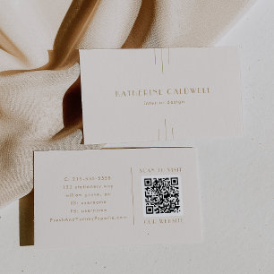 EVERLY Vintage Art Deco Creme und Gold QR Code Visitenkarte