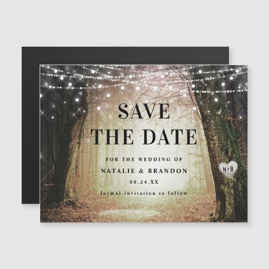 Evermore | Bezauberndes Waldgelb Save the Date Magneteinladung (Vorne/Hinten)