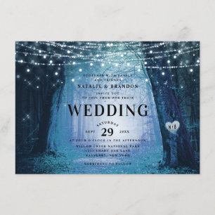 Evermore   Bezauberter Fairy Forest   Blue Wedding Einladung