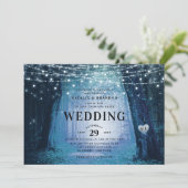Evermore | Bezauberter Fairy Forest | Blue Wedding Einladung (Stehend Vorderseite)
