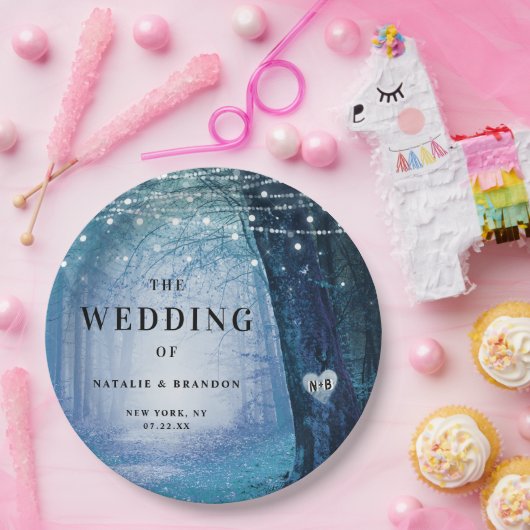 Evermore | Bezauberter Fairy Forest | Blue Wedding Pappteller (Party)