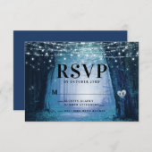 Evermore | Bezauberter Fairy Forest | Blue Wedding RSVP Karte (Vorne/Hinten)