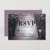 Evermore | Bezauberter Fairy Forest | Mauve Weddin RSVP Karte (Vorne/Hinten)