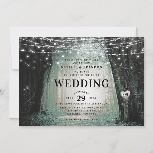 Evermore | Bezauberter Fairy Forest | Moss Wedding Einladung (Vorderseite)
