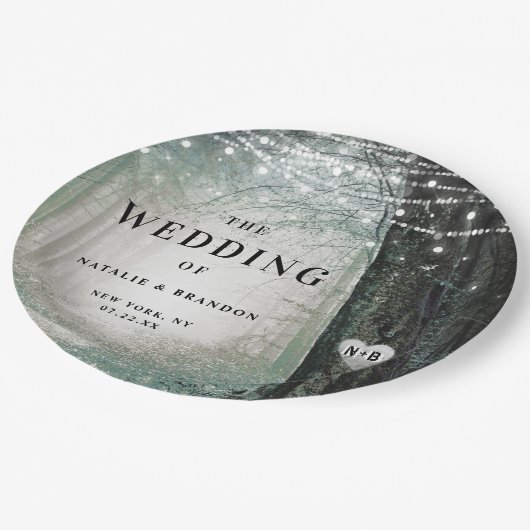 Evermore | Bezauberter Fairy Forest | Moss Wedding Pappteller (Schrägansicht)