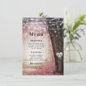 Evermore | Bezauberter Fairy Forest | Rosa Abendes Menükarte (Stehend Vorderseite)