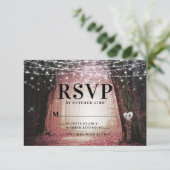 Evermore | Bezauberter Fairy Forest | Rosa Hochzei RSVP Karte (Stehend Vorderseite)