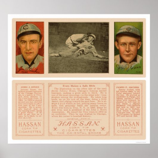 Evers Slides Safely Cubs Baseball 1912 Poster (Vorne)