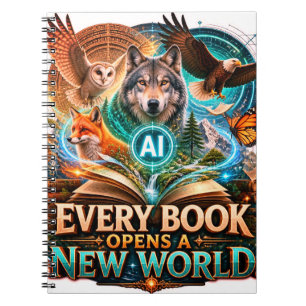 • Every Book Opens a New World Notizbuch - KI & Wi Notizblock