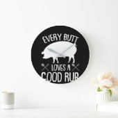 Every Butt Loves Good Pork BBQ Grilling Große Wanduhr (Zuhause)