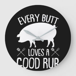 Every Butt Loves Good Pork BBQ Grilling Große Wanduhr