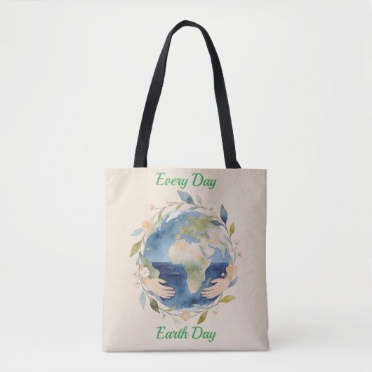 Every Day Earth Day Floral Globe With Hands Tasche (Vorderseite)