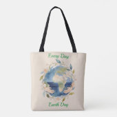 Every Day Earth Day Floral Globe With Hands Tasche (Rückseite)