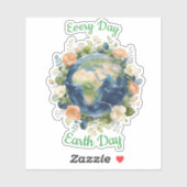 Every Day Earth Day Floral Wreath Earth Aufkleber (Blatt)