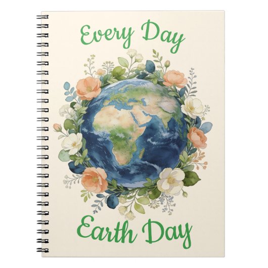 Every Day Earth Day Floral Wreath Earth Notizblock (Vorderseite)