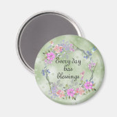 Every Day Has Blessings Floral Hummingbird Magnet (Vorderseite/Rückseite)