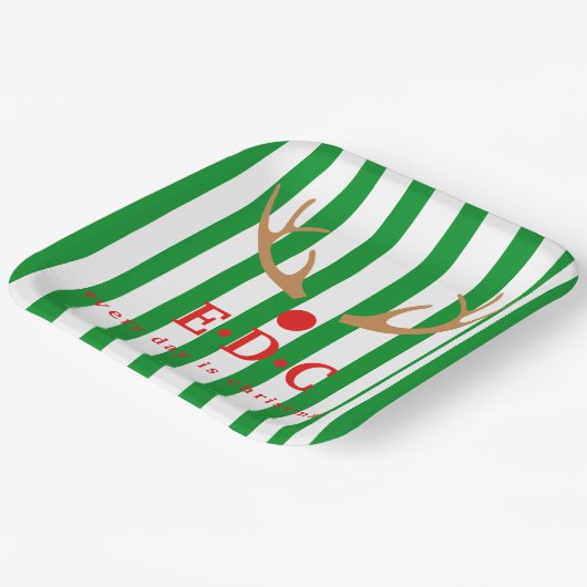 Every Day is Christmas Striped Pappteller (Gewinkelt)