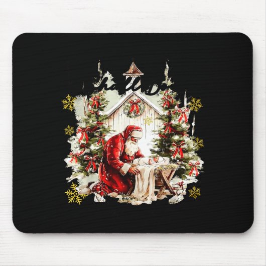 Every Knee Shall Bow Funny Kneeling Santa Baby Jes Mousepad (Vorne)