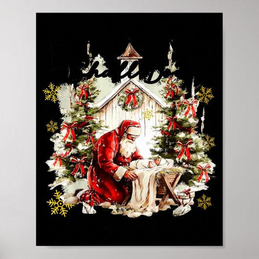 Every Knee Shall Bow Funny Kneeling Santa Baby Jes Poster (Vorne)