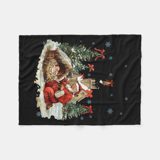 Every Knee Shall Bow Funny Nativity Scene Christma Fleecedecke (Vorderseite (Horizontal))