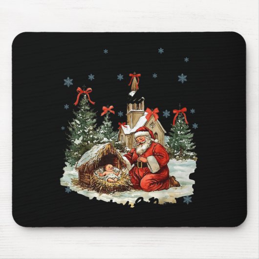 Every Knee Shall Bow Funny Nativity Scene Christma Mousepad (Vorne)