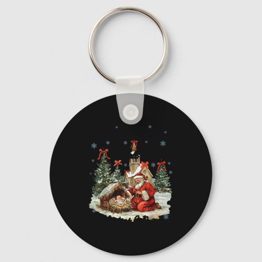 Every Knee Shall Bow Funny Nativity Scene Christma Schlüsselanhänger (Vorderseite)