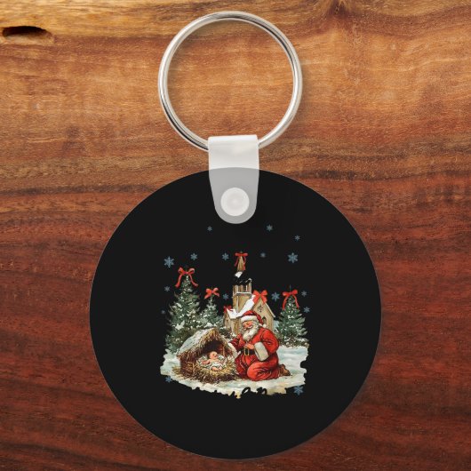 Every Knee Shall Bow Funny Nativity Scene Christma Schlüsselanhänger (Vorderseite)