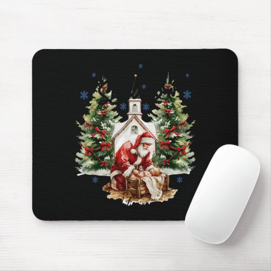 Every Knee Shall Bow Religious Christian Santa Chr Mousepad (Mit Mouse)