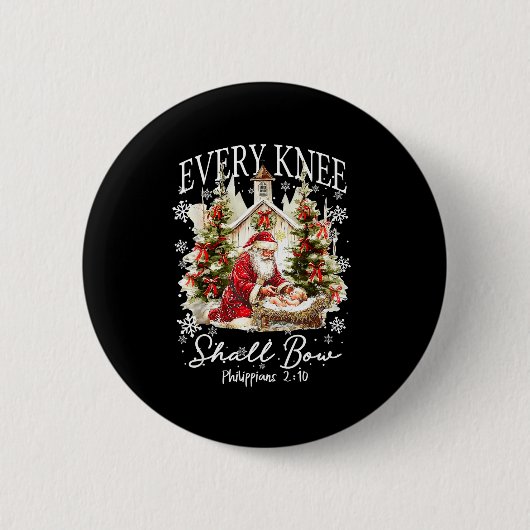 Every Knee Shall Bow Santa Christmas Nativity Scen Button (Vorderseite)