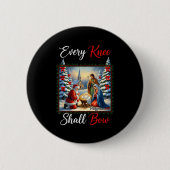 Every Knee Shall Bow Santa Christmas Nativity Scen Button (Vorderseite)