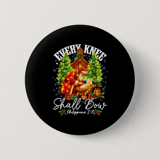 Every Knee Shall Bow Santa Christmas Nativity Scen Button (Vorderseite)