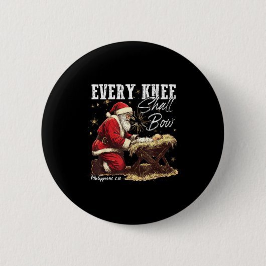 Every Knee Shall Bow Santa Christmas Nativity Scen Button (Vorderseite)