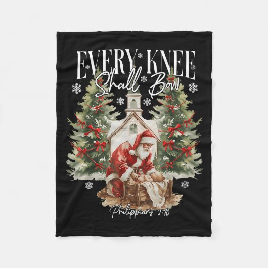 Every Knee Shall Bow Santa Christmas Nativity Scen Fleecedecke (Vorderseite)