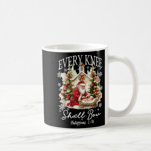 Every Knee Shall Bow Santa Christmas Nativity Scen Kaffeetasse (Rechts)